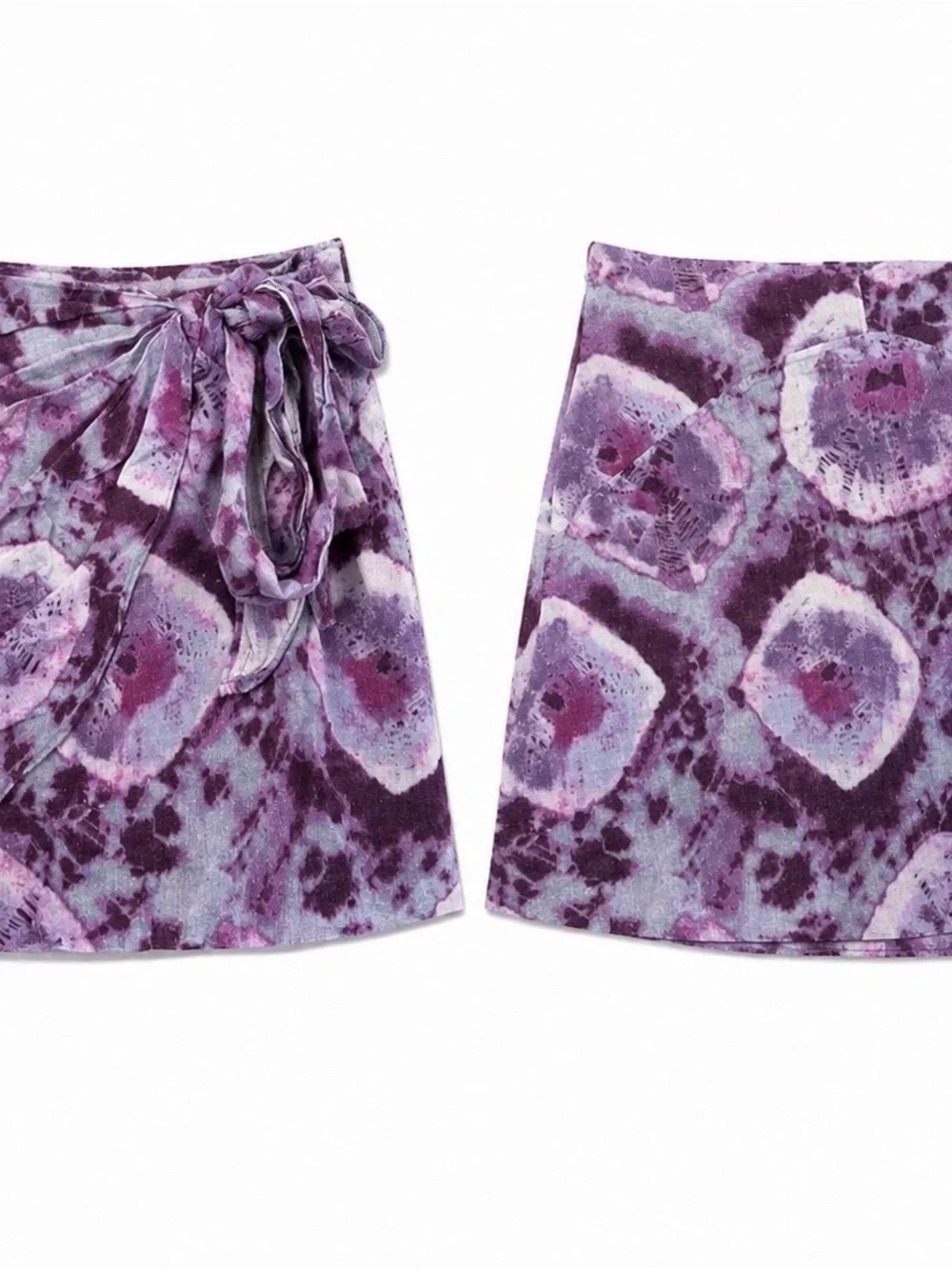 Free People Lavender Purple Tie-Dye Wrap Mini Skort
